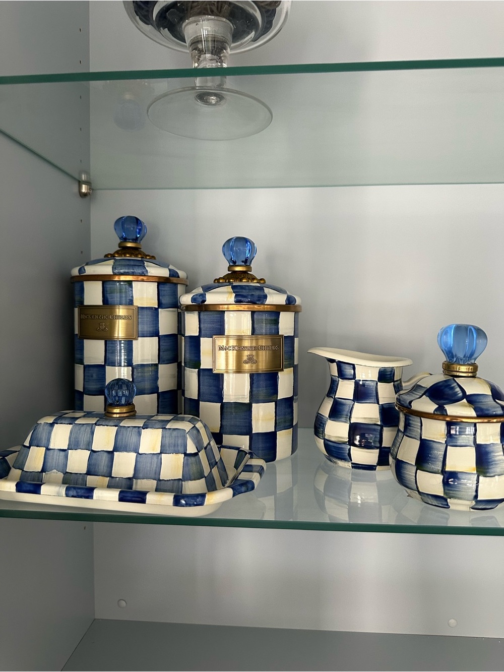 MacKenzie-Childs Blue and Cream Courtly Check